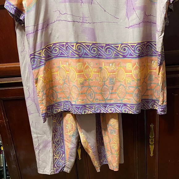 Silhouettes Vintage colorful Geometric Top and Capri Pants Set plus size 3X - Picture 4 of 16